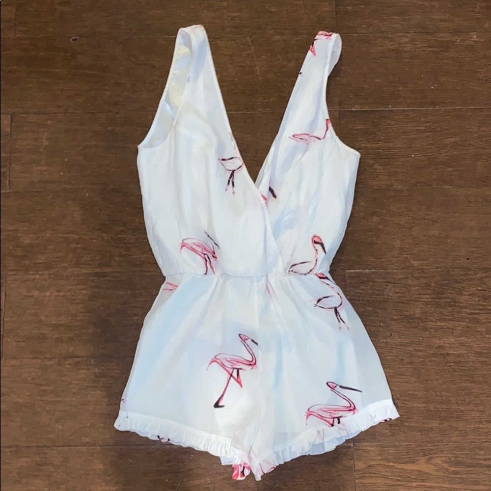 Winston White Flamingo Romper - Picture 3 of 4
